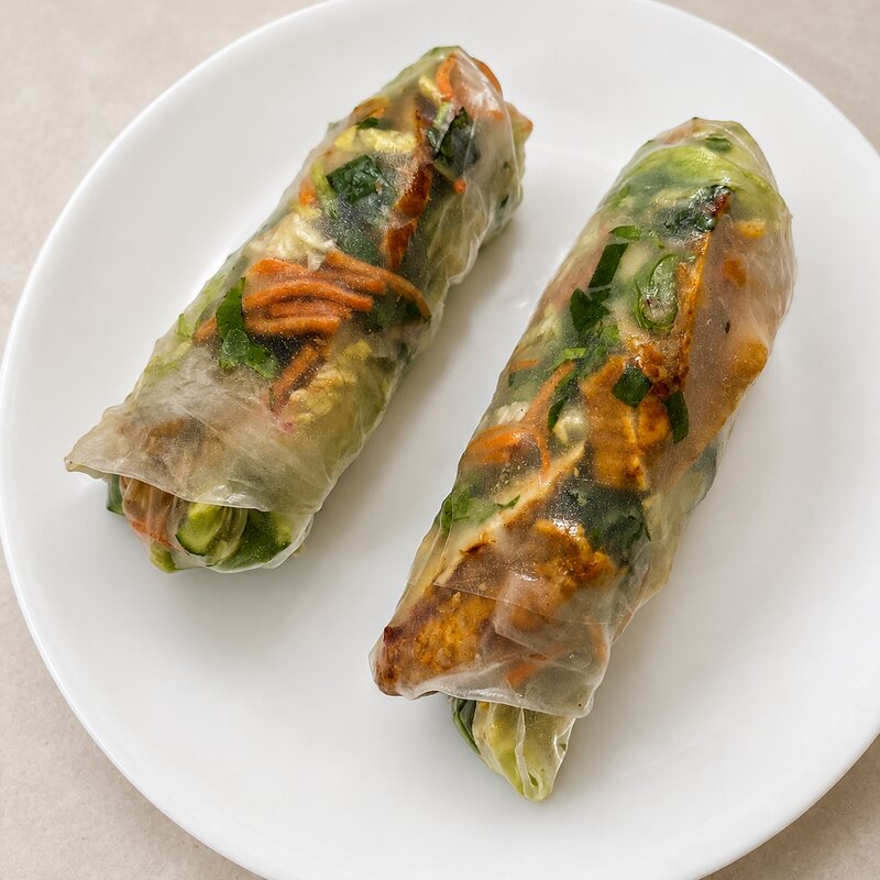 Chicken Fresh Rolls with Peanut Sauce